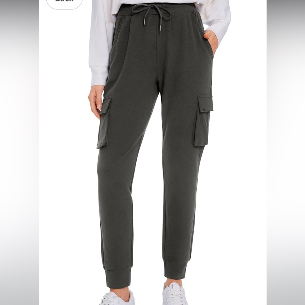 CRZ YOGA Soft Lightweight Cotton Cargo Joggers with 6 pockets - Anthracite L
